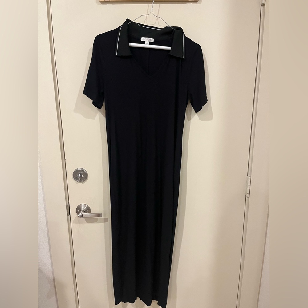 Nine Britton Black Midi Dress with White Collar